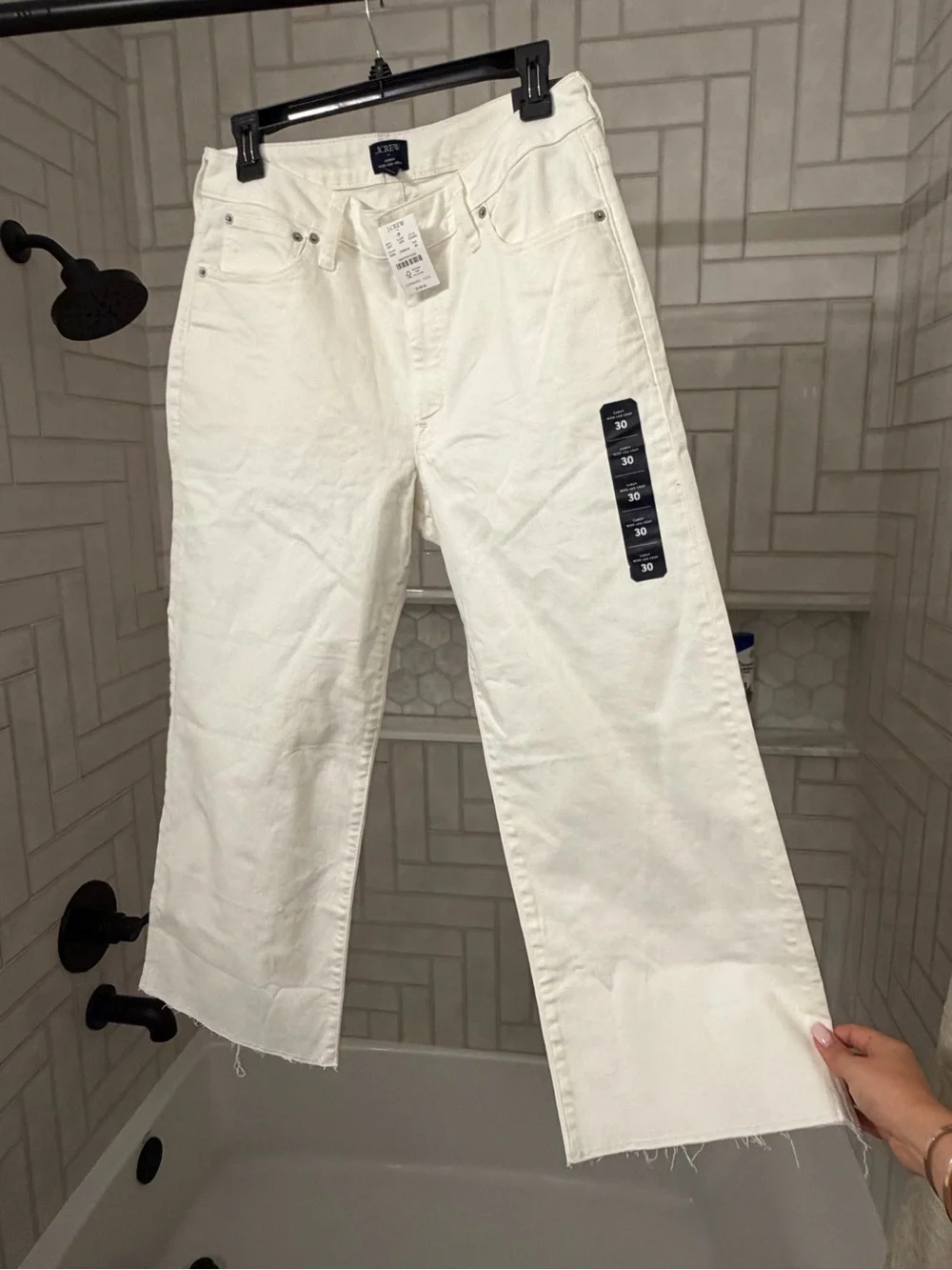 J. Crew Cropped Wide-Leg White Jeans